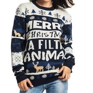 Merry Christmas Ya Filthy Animal Ugly Christmas Unisex Sweater XL